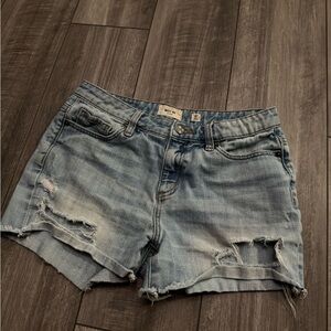Denim Blue Distressed Women Shorts